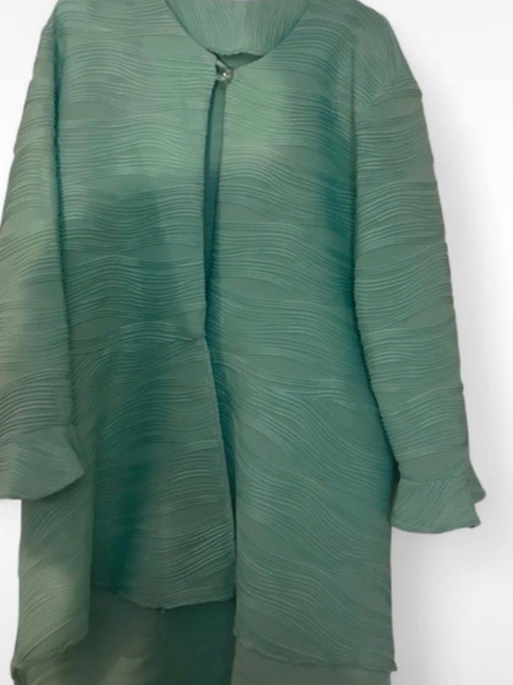 Wave-Textured Seafoam Green Jacket